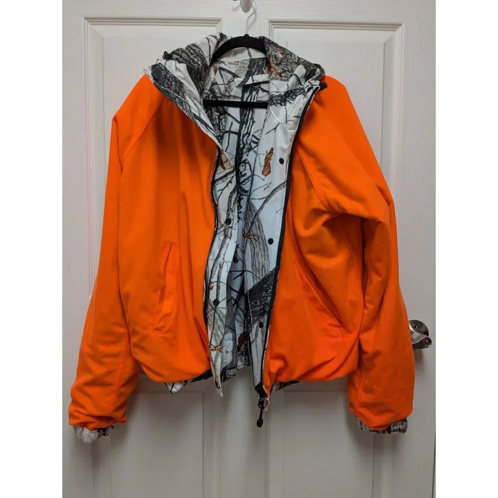 Mad Dog Gear XL Reversible Hunting Jacket | White Snow Camo & Hi-Vis Orange